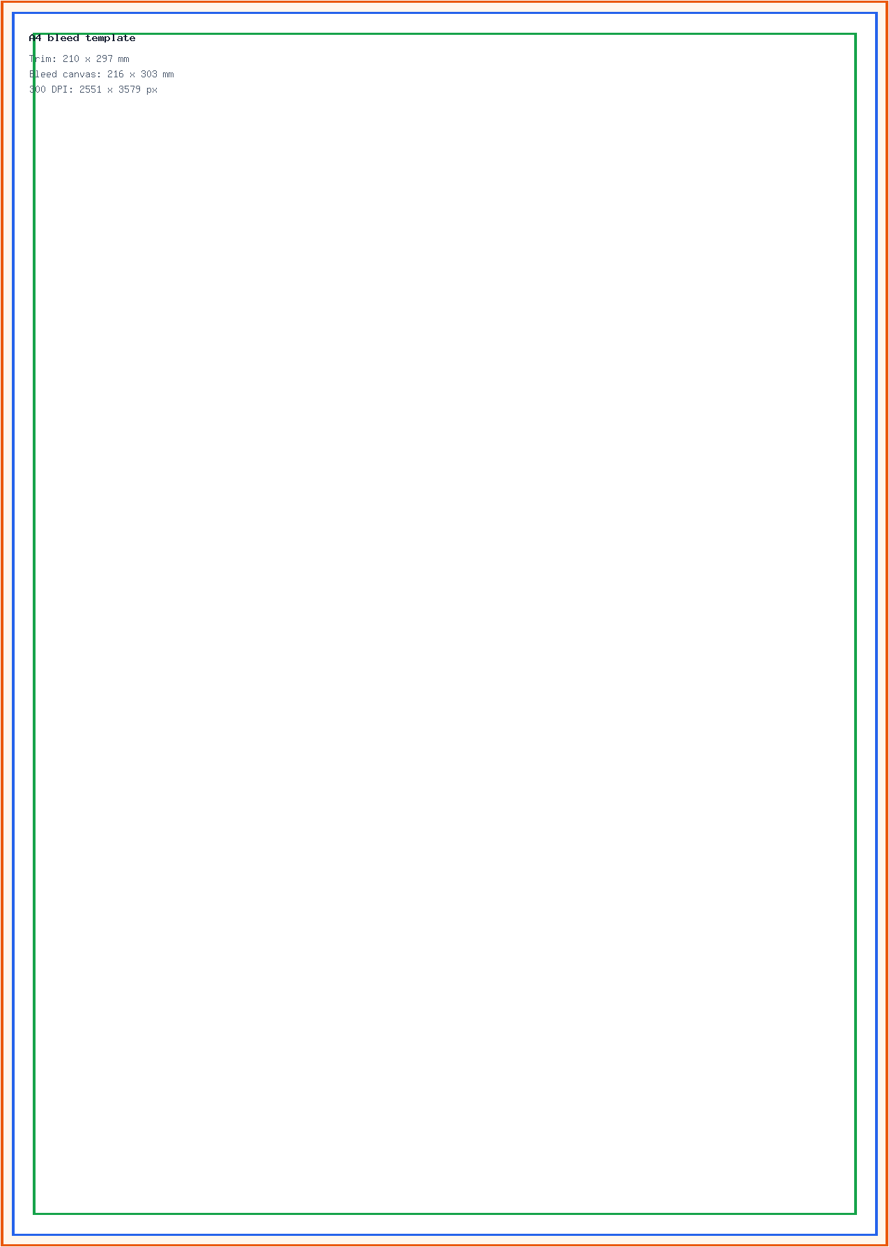 A4 Bleed Template safe-area template preview
