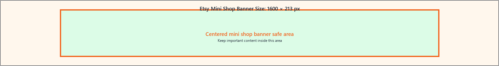 Etsy Mini Shop Banner Size: 1600 × 213 Pixels preview guide